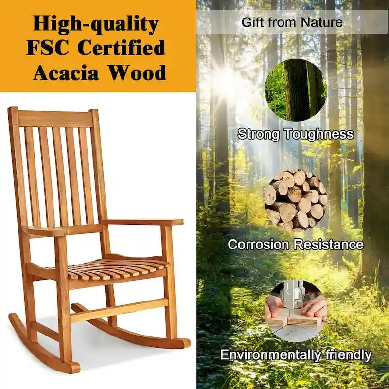 Solid Hardwood Rocking Chair â€?Classic Porch or Indoor-Outdoor Relaxation Seating