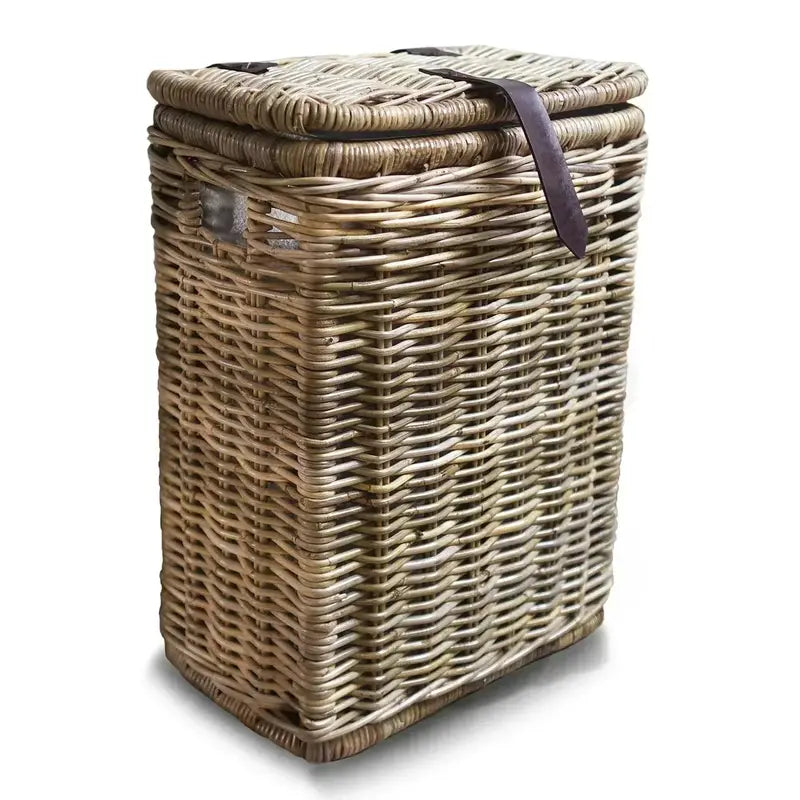 Vintage-Style Kitchen Trash Can â€?Metal-Lined Waste Basket in Antique Walnut Brown Finish