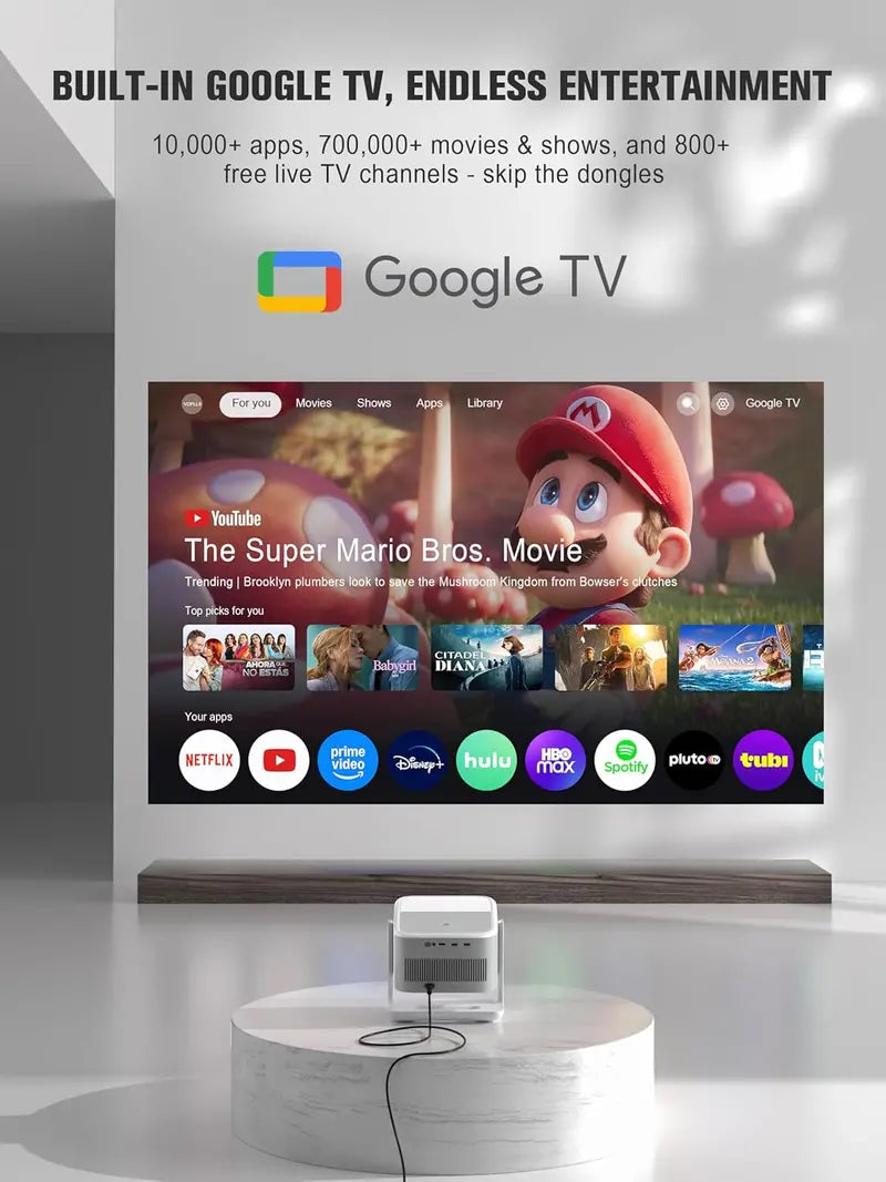 VOPLLS Google TV Certified 4K Smart Projector with WiFi, Bluetooth, and Outdoor-Optimized Performance