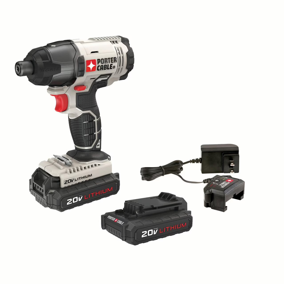 PORTER CABLE 20 - Volt Max Lithium - Ion Cordless Compact Impact Driver with 2 Batteries, PCC641LB