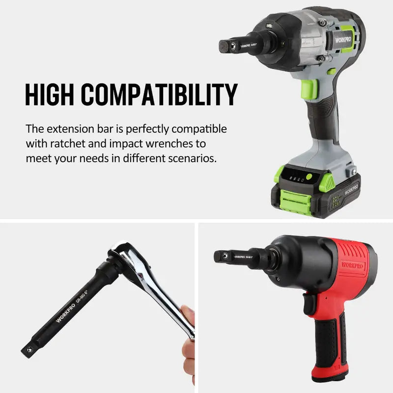 WORKPRO 3-Piece Heavy-Duty Impact Extension Bar Set: 3â€? 6â€? and 8â€?(1/2â€?Drive)
