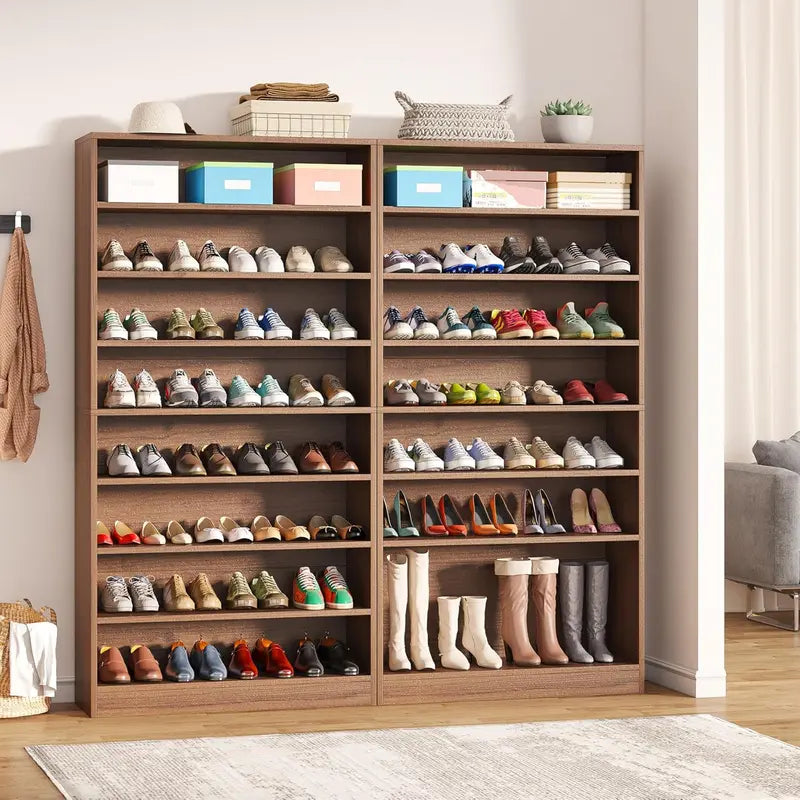 Tribesigns Heavy-Duty Freestanding Shoe Cabinet â€?9-Tier Wood Storage for Up to 45 Pairs
