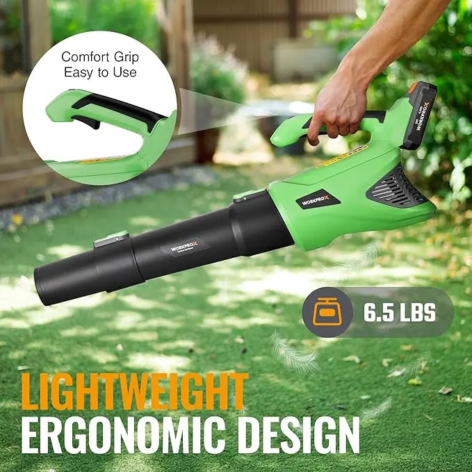 WORKPROX 20V Variable-Speed Cordless Leaf Blower â€?Includes 4.0Ah Battery and Fast-Charging USB-C Cable