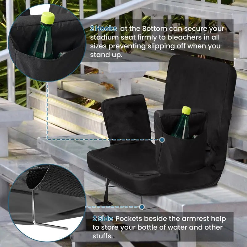 TOPSKY Stadium Seat with Back Support, 18.7â€?Wide, Reclining, Padded, Waterproof, Portable
