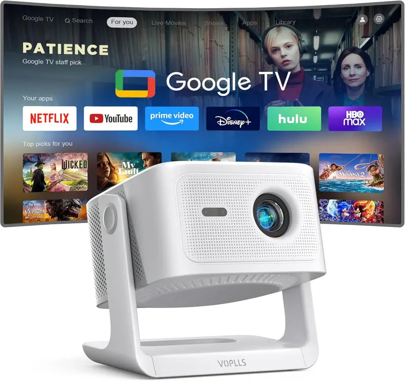 VOPLLS Google TV Certified 4K Smart Projector with WiFi, Bluetooth, and Outdoor-Optimized Performance