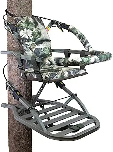 Summit Viper SD Climbing Treestand â€?Lightweight Aluminum, Padded Seat, 300 lb Capacity + Harness