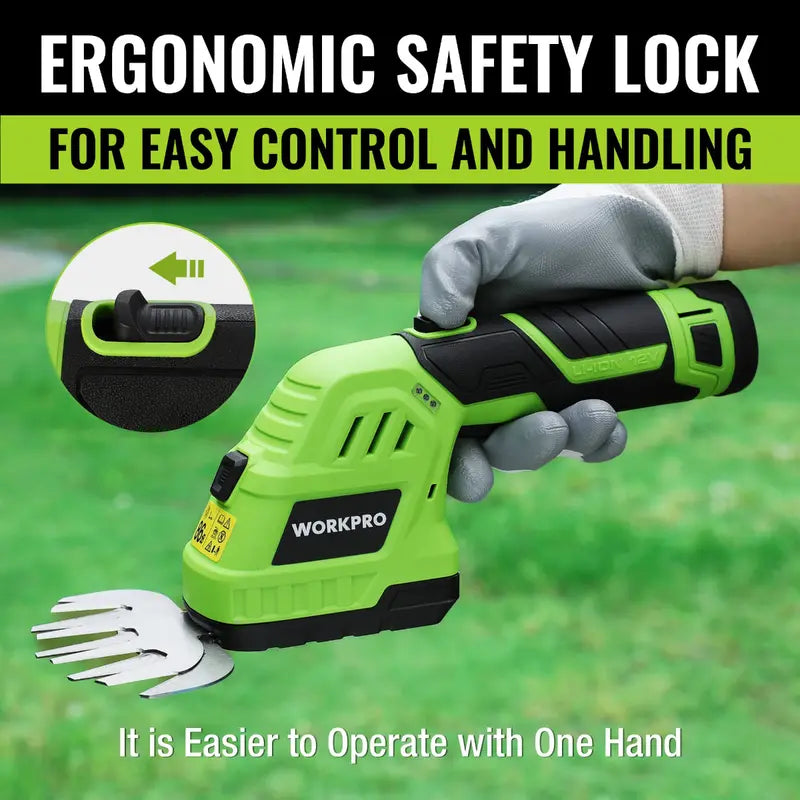 WORKPRO 12V Cordless 2-in-1 Grass & Hedge Trimmer â€?Includes 2.0Ah Battery + 1-Hour Fast Charger