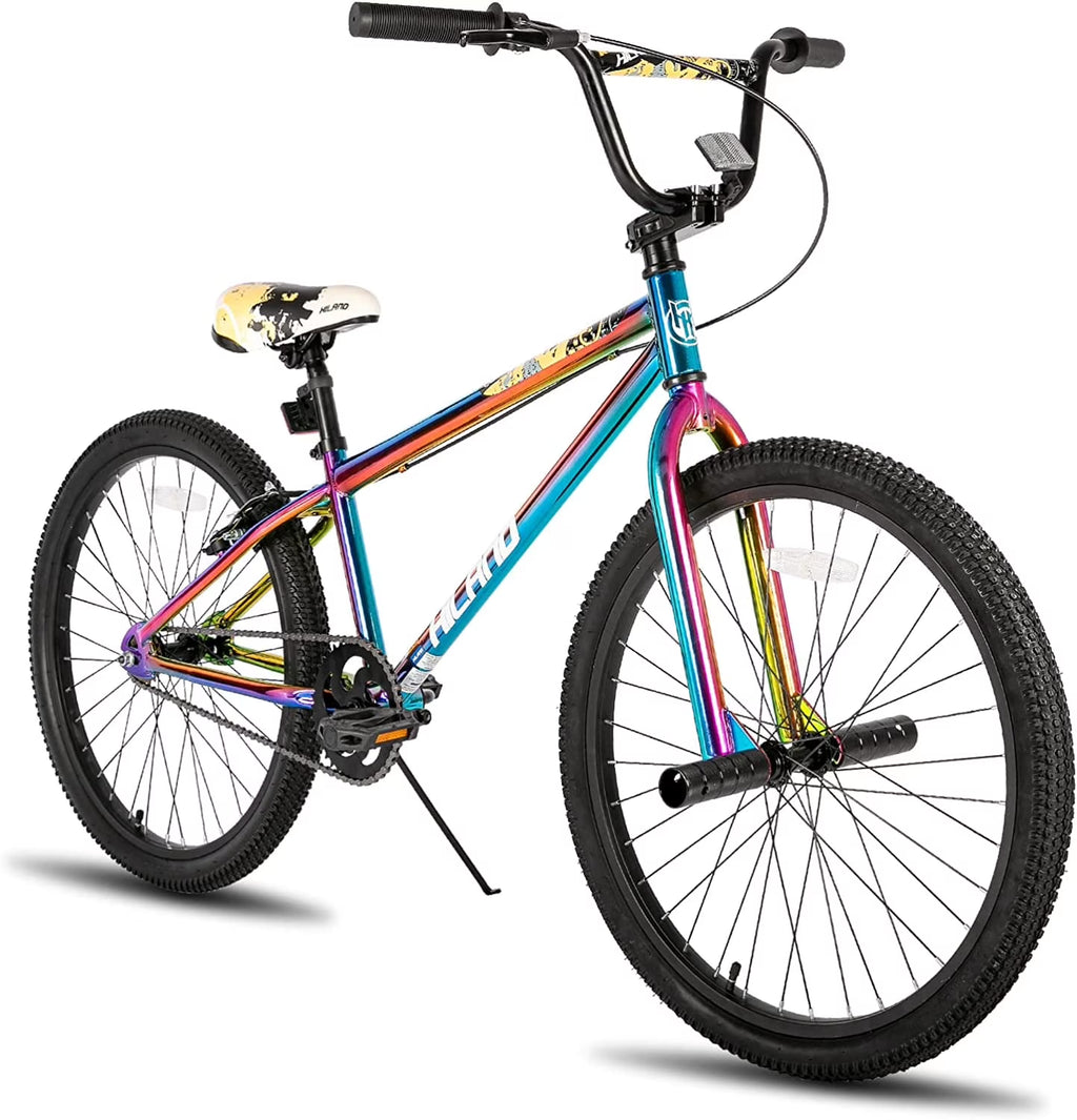 Hiland BMX BIKE 24 & 26 in, Beginner - Level to Advanced Riders with 2 Pegs for Adults, Multiple Colors
