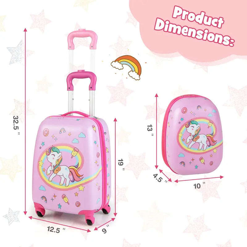 Two-Piece Kids Luggage Set: 12â€?+ 16â€?Lightweight Spinner Suitcases