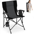 Sturdy Portable Lawn Chair with Padded Armrests, Cup Holder & 350-Pound Support