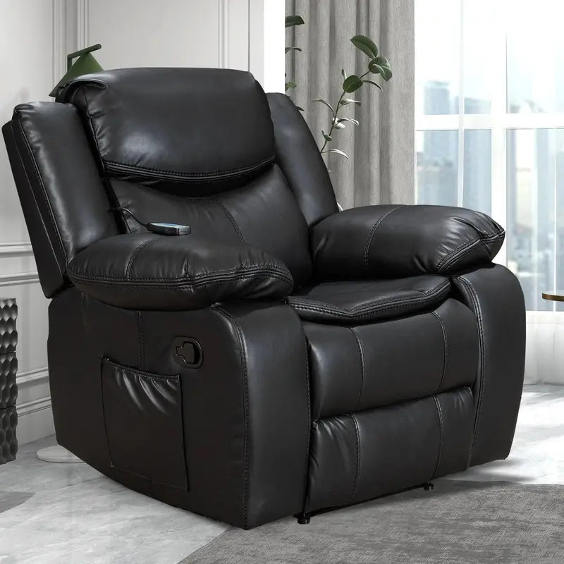 Wide-Seat Leather Recliner with Massage & Heating Functions â€?Premium Comfort Lounge Chair