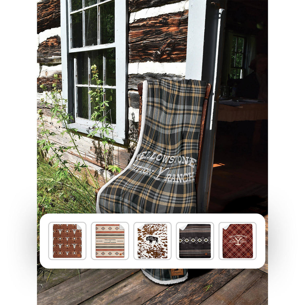 Yellowstone Silk Touch Sherpa Reverse Throw, 60 x 70 -Rancher Plaid