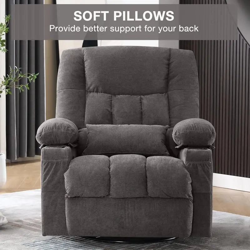 Vibrating Reclining Lounge Chair with 360° Rotation and Calorie Tracking