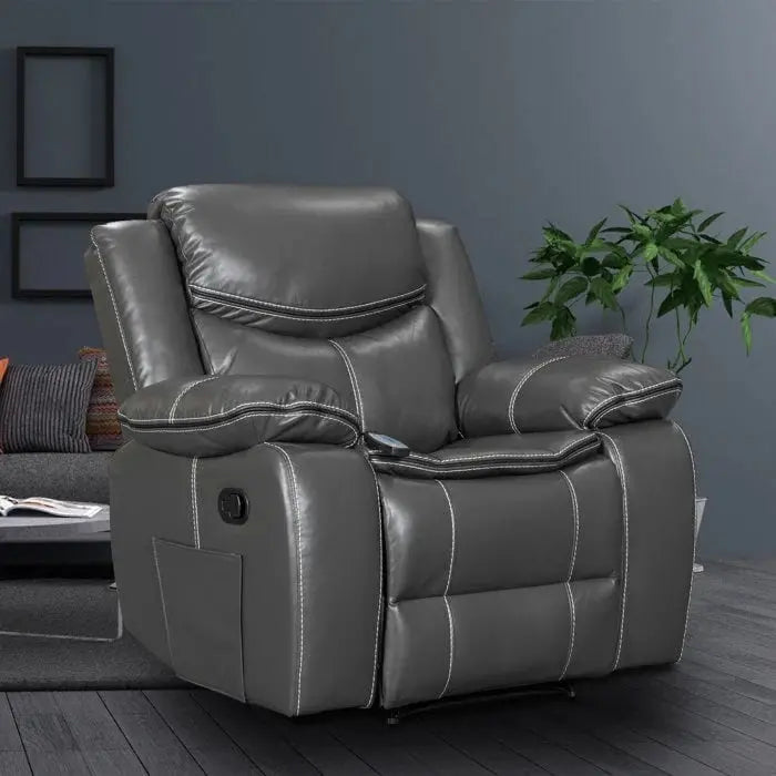Wide-Seat Leather Recliner with Massage & Heating Functions â€?Premium Comfort Lounge Chair