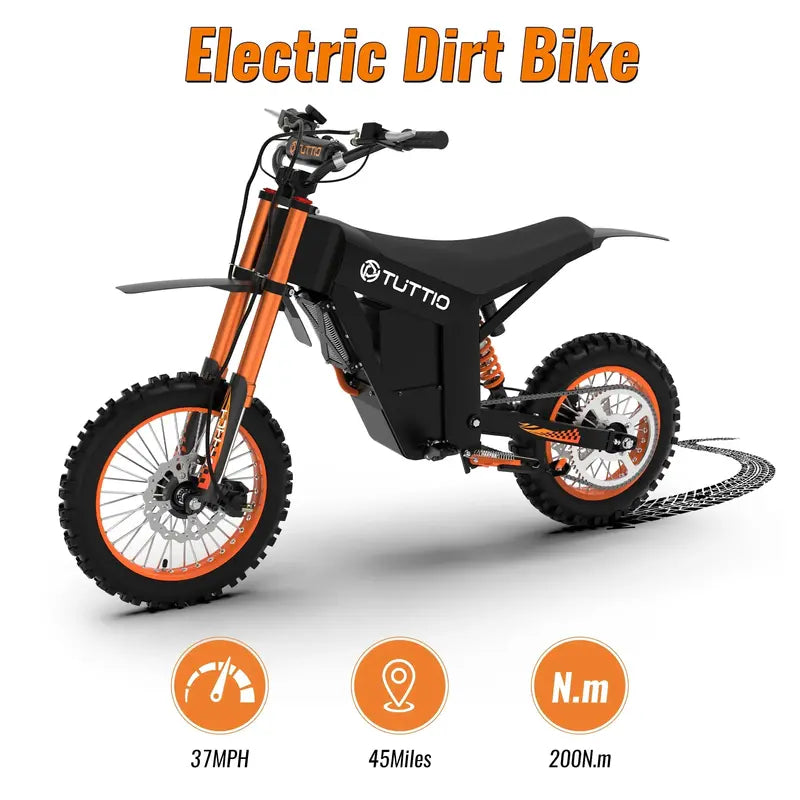 TUTTIO Soleil01 Adult Electric Dirt Bike â€?2000W Motor, 48V/21Ah Battery, 37 mph, Full Suspension