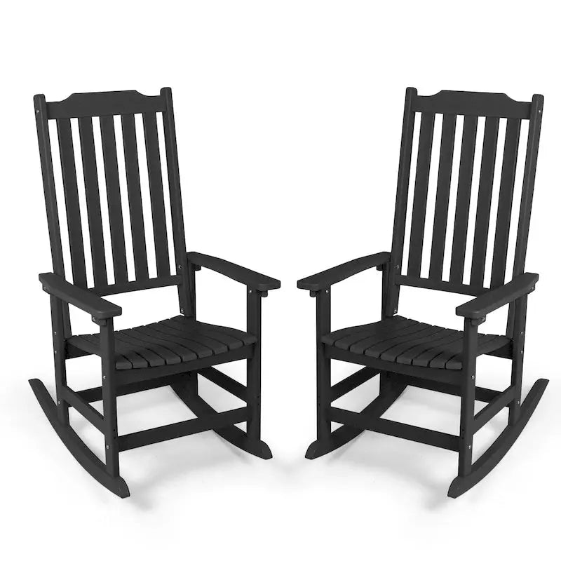 Vrakae All-Weather Patio Rocking Chairs â€?2-Piece High-Back Set Designed for Durability and Outdoor Relaxation
