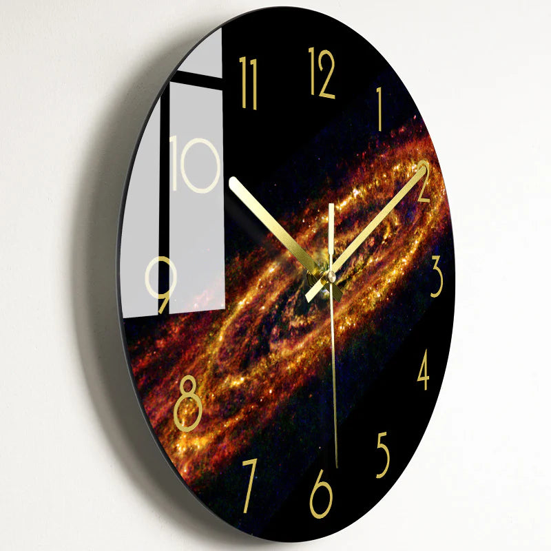 Modern Silent Quartz Wall Clock – Glass Style Living Room Decor (Battery Powered)