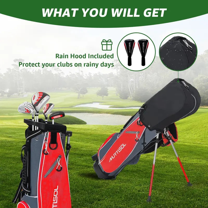 XDriveMax Kids' Golf Set â€?Complete Starter Bundle with Carry Hood, Age-Appropriate Clubs & Accessories