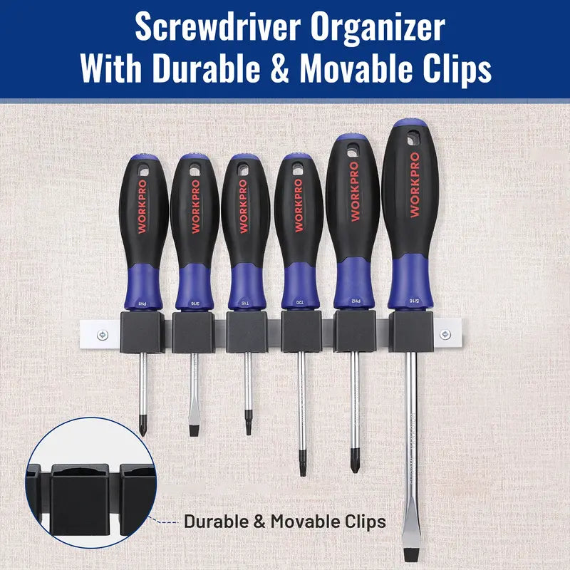 WORKPRO 6-Piece Magnetic Screwdriver Set â€?Chrome Vanadium Shafts, Non-Slip Handles, and Organized Storage