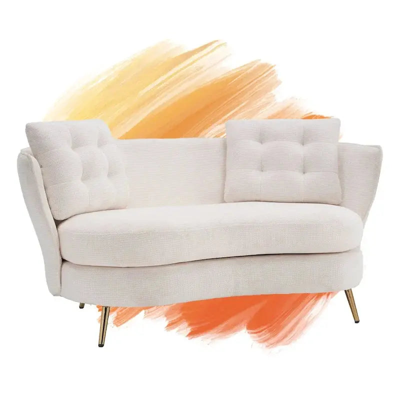Velvet Loveseat with Gilded Metal Legs â€?Modern Living Room Sofa