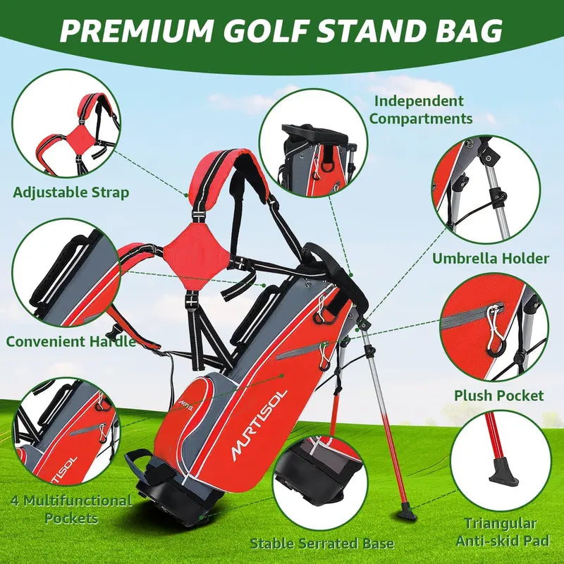 XDriveMax Kids' Golf Set â€?Complete Starter Bundle with Carry Hood, Age-Appropriate Clubs & Accessories