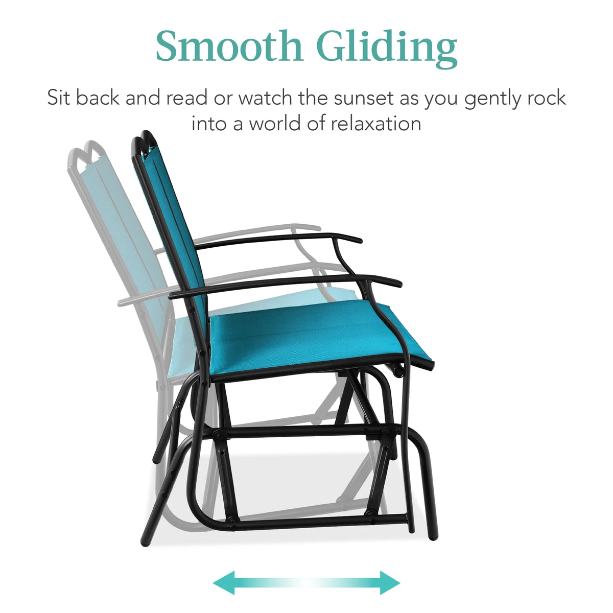 Best Choice Products 2 - Person Outdoor Swing Glider, Steel Patio Loveseat, Bench Rocker W/ Armrests - Gray