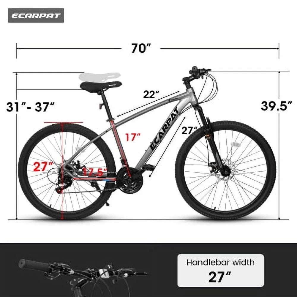Raistyw 700C Hybrid Road Bike, 16 - Speed Outdoor Mountain Bike with Disc Brakes, Light Weight Aluminum Frame, Racing Bike for Men Women, L Size, Black