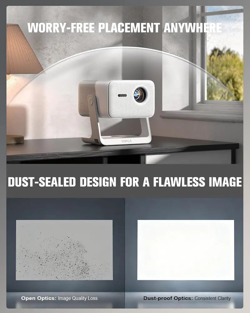 VOPLLS Smart Outdoor Projector with Wi-Fi, Bluetooth, Dolby Audio, and Auto Focus