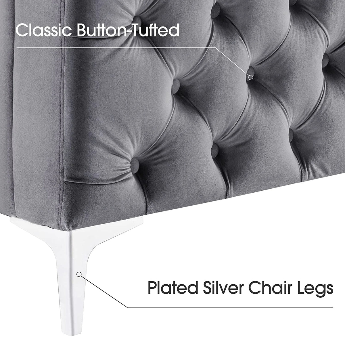 Mcombo Velvet Accent Club Chair, Single Sofa Chair, Armchair 4066 (Grey)