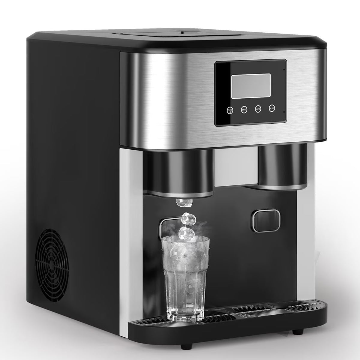 TABU 3 in 1 Ice Maker with Water Dispenser, 40 lb/24H, Ice Machine with Ice Crushing, Self Cleaning, Black