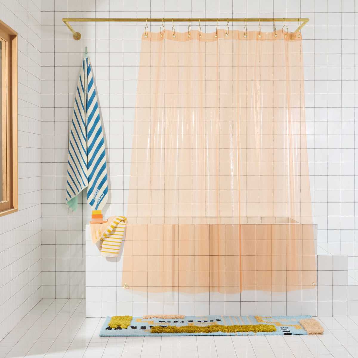 Sun Shower Cloud | Orange Shower Curtain | Quiet Town