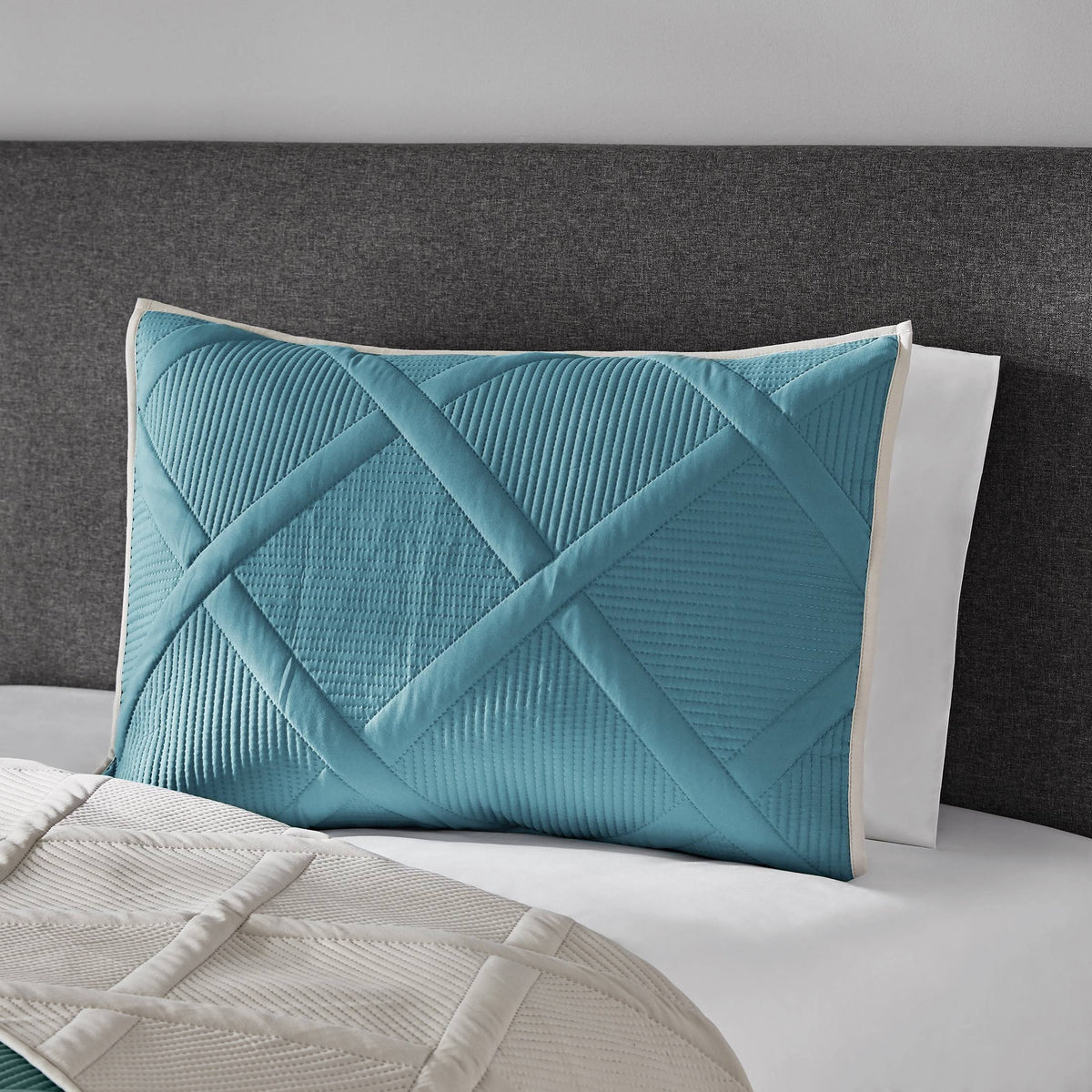 Mainstays Standard Diamond Polyester Pillow Sham - Teal - 1 Each