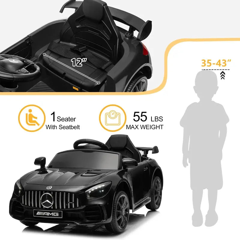 Winado 12V Kids' Electric Ride-On Car with Remote Control, 3-Speed, Music, Lights, USB, for Ages 3-5