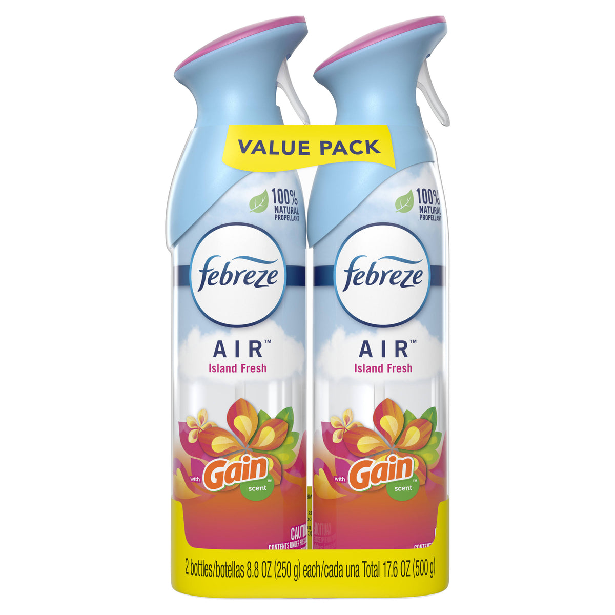 Febreze Air Air Refresher, Gain Scent, Island Fresh, Value Pack - 2 pack, 8.8 oz bottles