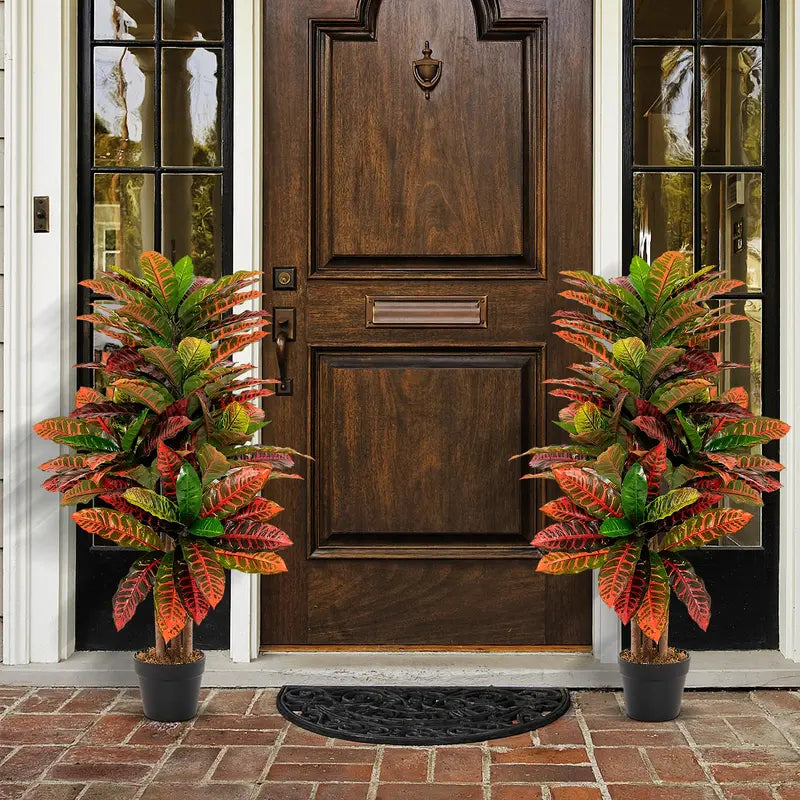 Tropical Artificial Croton Palm Tree â€?UV-Resistant Outdoor or Indoor Use