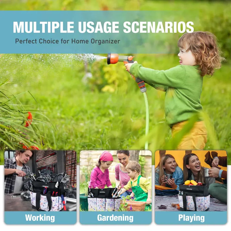 WORKPRO 12â€?× 12â€?× 6â€?Garden Tool Storage Bag â€?9-Compartment Organizer