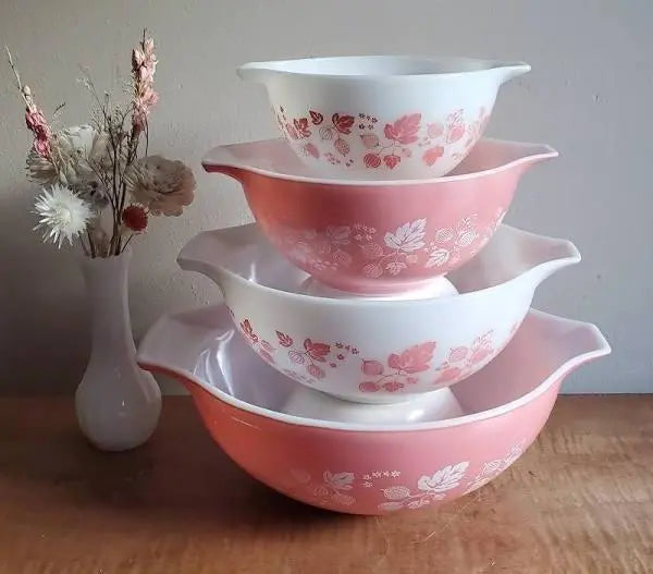 Vintage Pyrex Pink Gooseberry Cinderella Mixing Bowl Set â€?Retro Ceramic Kitchen Collection by ParkwoodTreasures
