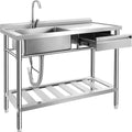 YORKING Stainless Steel Utility Sink â€?Freestanding Single-Bowl Commercial-Grade Kitchen or Workshop Sink