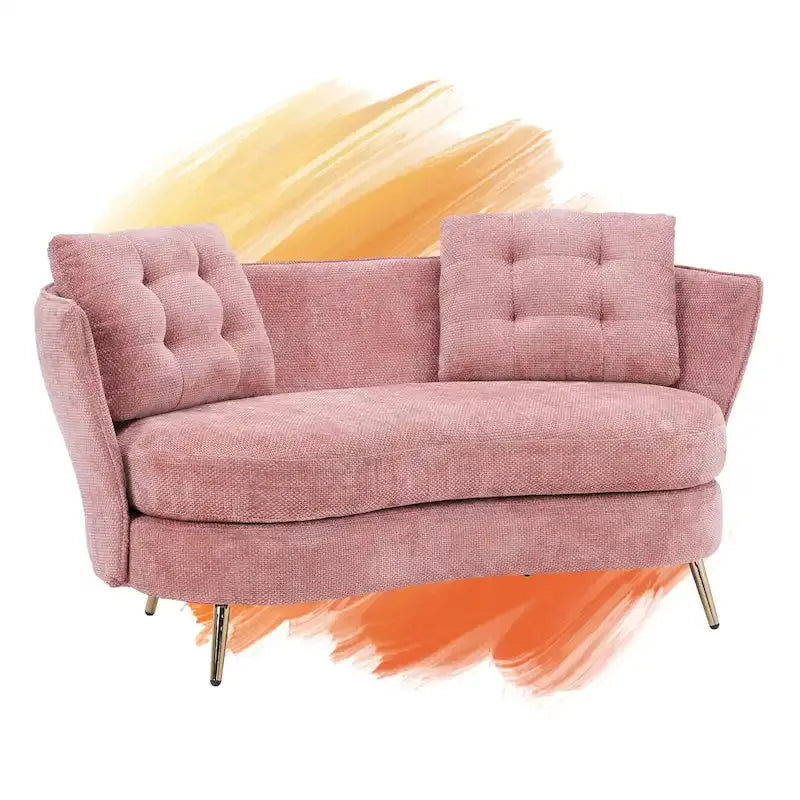 Velvet Loveseat with Gilded Metal Legs â€?Modern Living Room Sofa