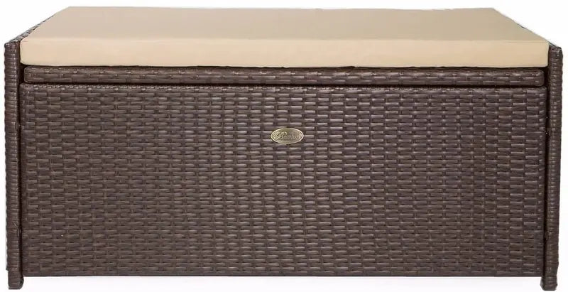 Weather-Resistant Rattan-Style Outdoor Storage Bench â€?60-Gallon Capacity with Cushioned Seat