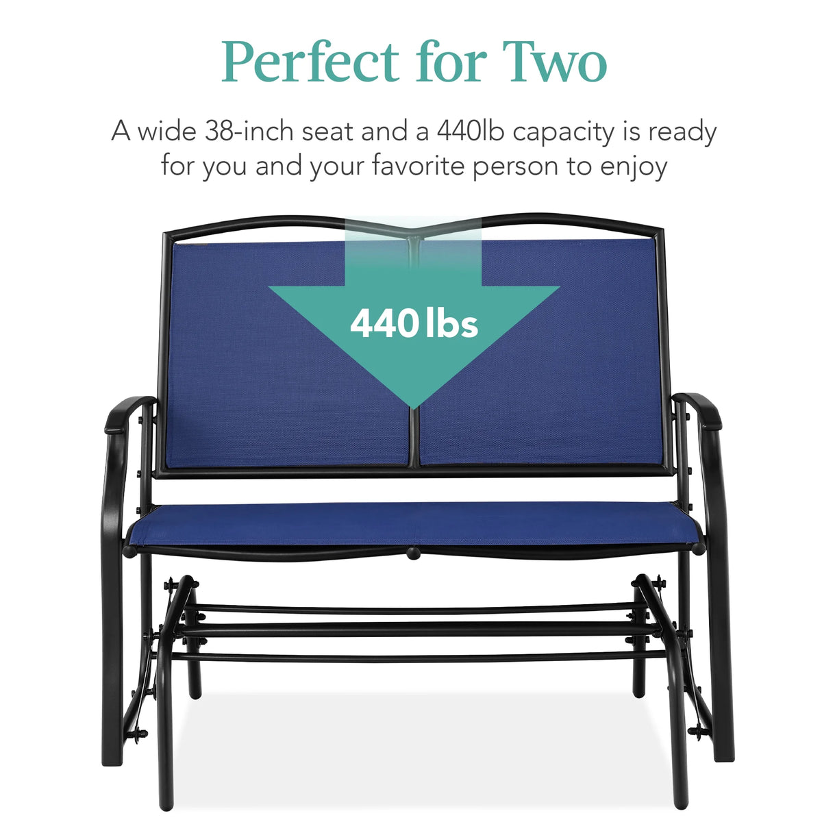 Best Choice Products 2 - Person Outdoor Swing Glider, Steel Patio Loveseat, Bench Rocker W/ Armrests - Gray