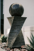 XBrand Zen Ball Indoor/Outdoor Water Fountain â€?30-Inch Black Swirl Sphere Sculpture