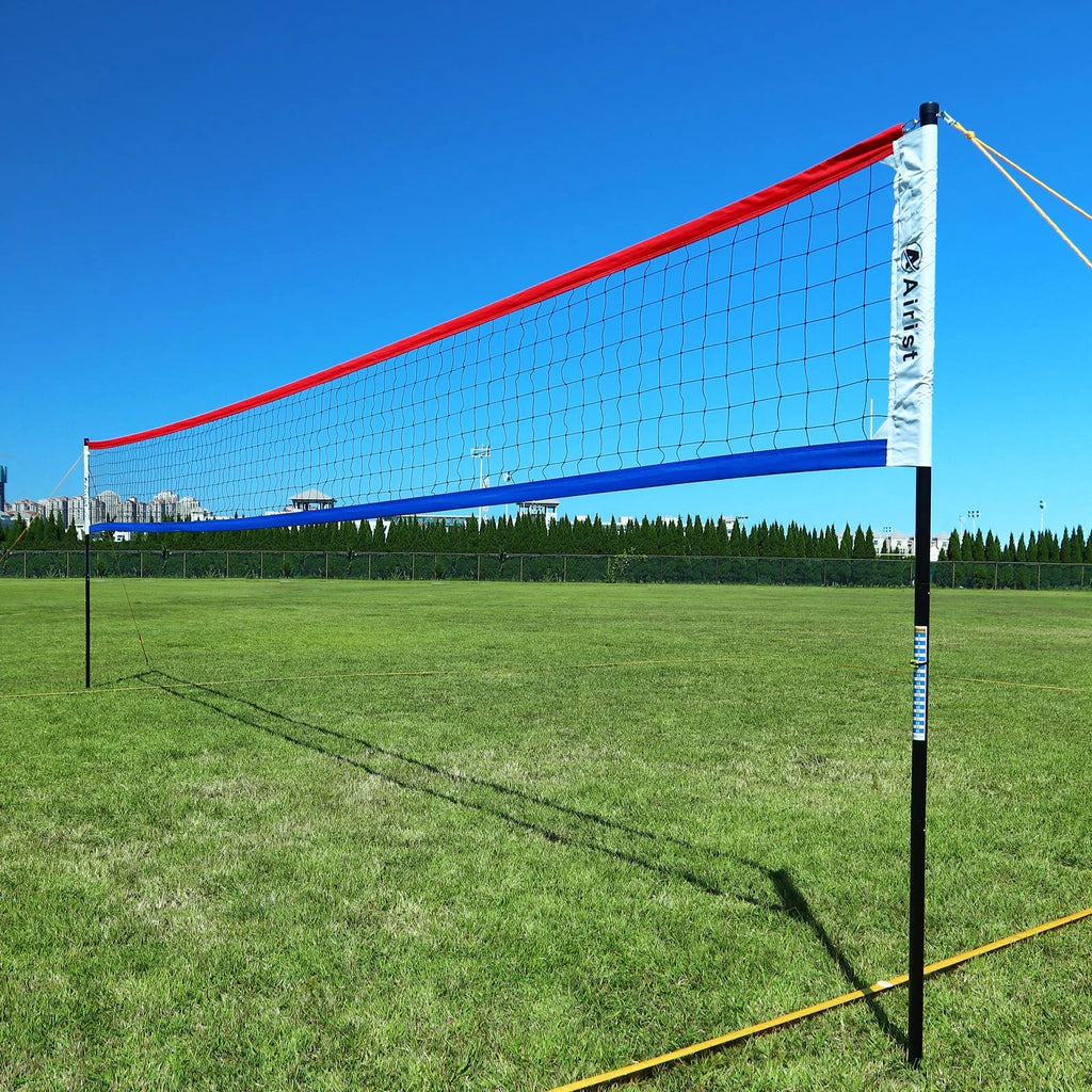 Airist Heavy Duty Volleyball Net Outdoor with Steel Anti - Sag System, Adjustable Aluminum Poles, Professional Volleyball Nets Set for Backyard and Beach, Volleyball and Carrying Bag (Blue)