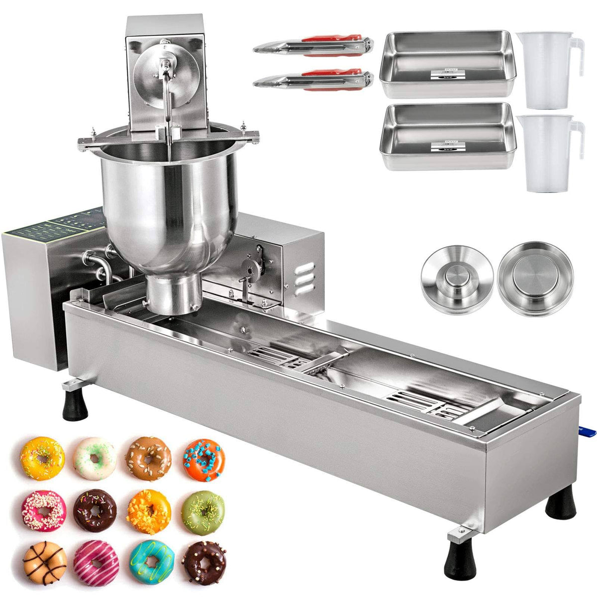 VBENLEM 110V Commercial Automatic Donut Making Machine, Single Row Auto Doughnut Maker with 7L Hopper, 3 Sizes Moulds, Intelligent Control Panel