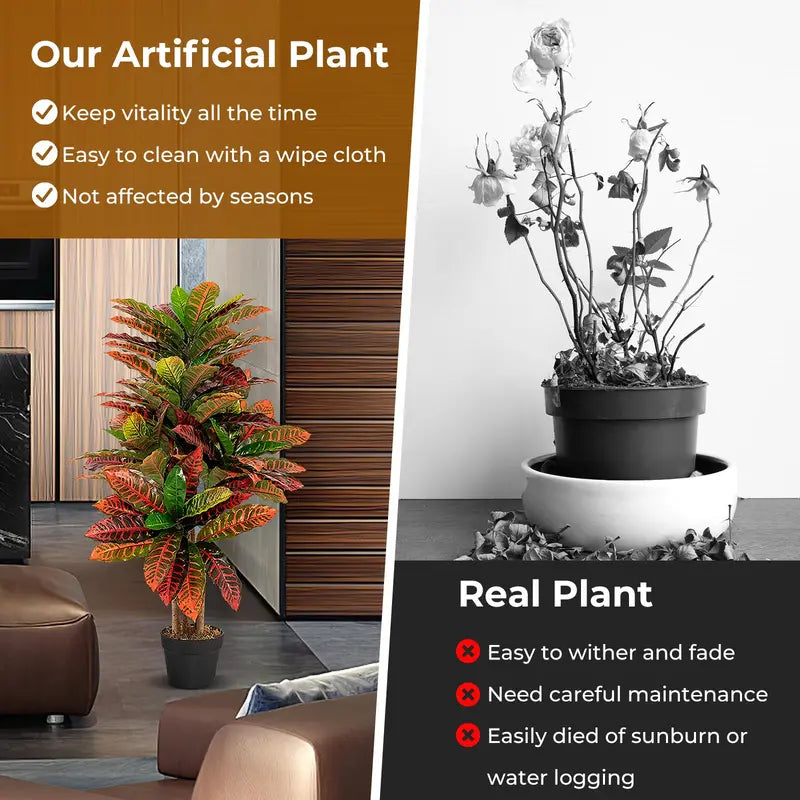 Tropical Artificial Croton Palm Tree â€?UV-Resistant Outdoor or Indoor Use