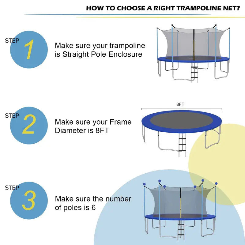 Weatherproof Replacement Trampoline Net for 8â€?6FT Round Models