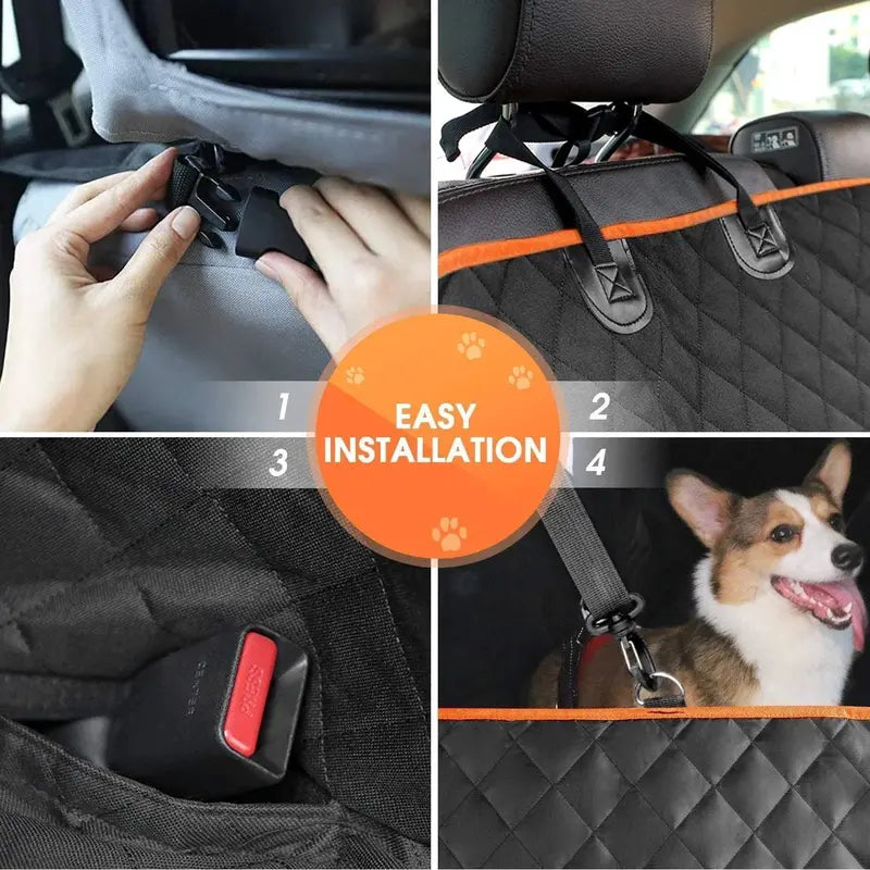 Waterproof Dog Car Seat Cover â€?Scratchproof, Nonslip Backseat Protector with Side Flaps & 4 Bags