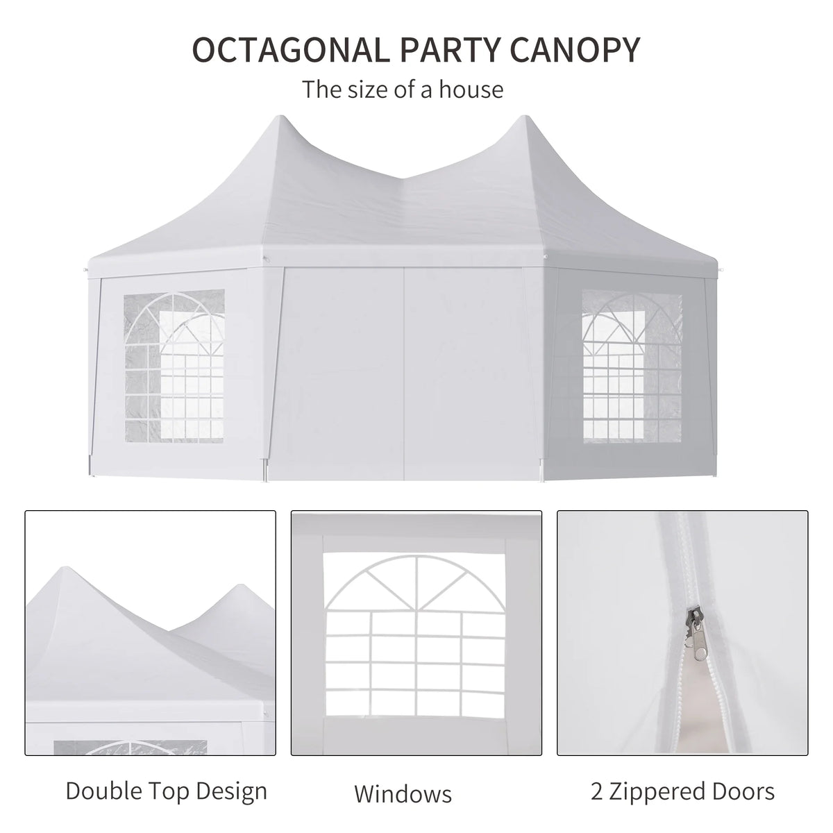 Outsunny 22.3' x 16.4' White Event Outdoor Canopies, Portable