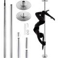 KFFKFF Expert Dance Pole, Rotating and Stationary Dance Pole Set, Detachable Portable Pole, 45mm Robust Stainless Steel Pole, Fitness Pole with Adjustable Height, Suitable for Workout Home, Silver