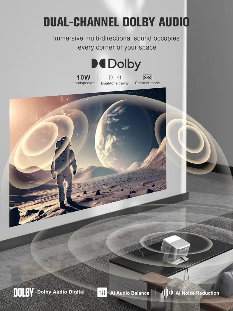 VOPLLS Google TV Certified 4K Smart Projector with WiFi, Bluetooth, and Outdoor-Optimized Performance